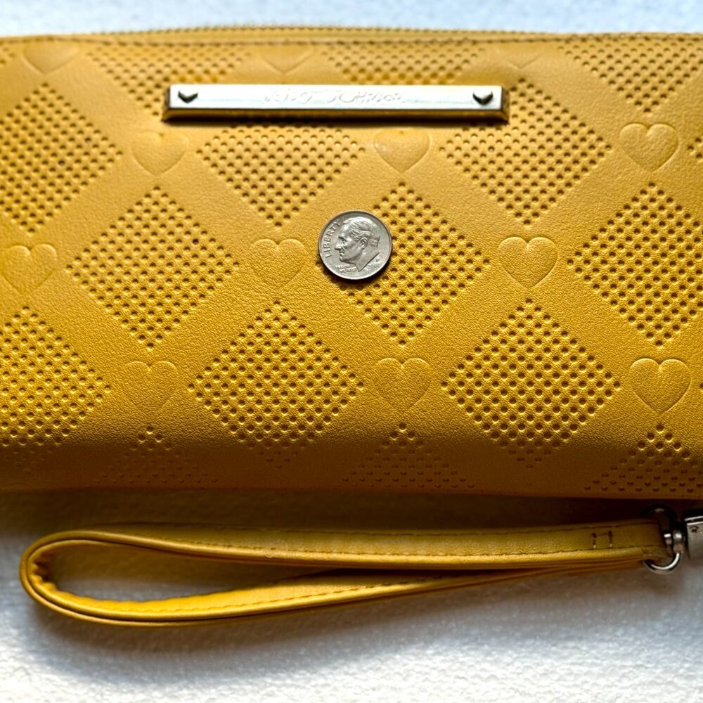 Betsey Johnson Printed Yellow Large  Zip Wallet  Used